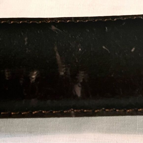 Vintage Milor 80’s Black Bonded Leather Belt Retro Art Deco Style, Size M/L - Picture 6 of 9